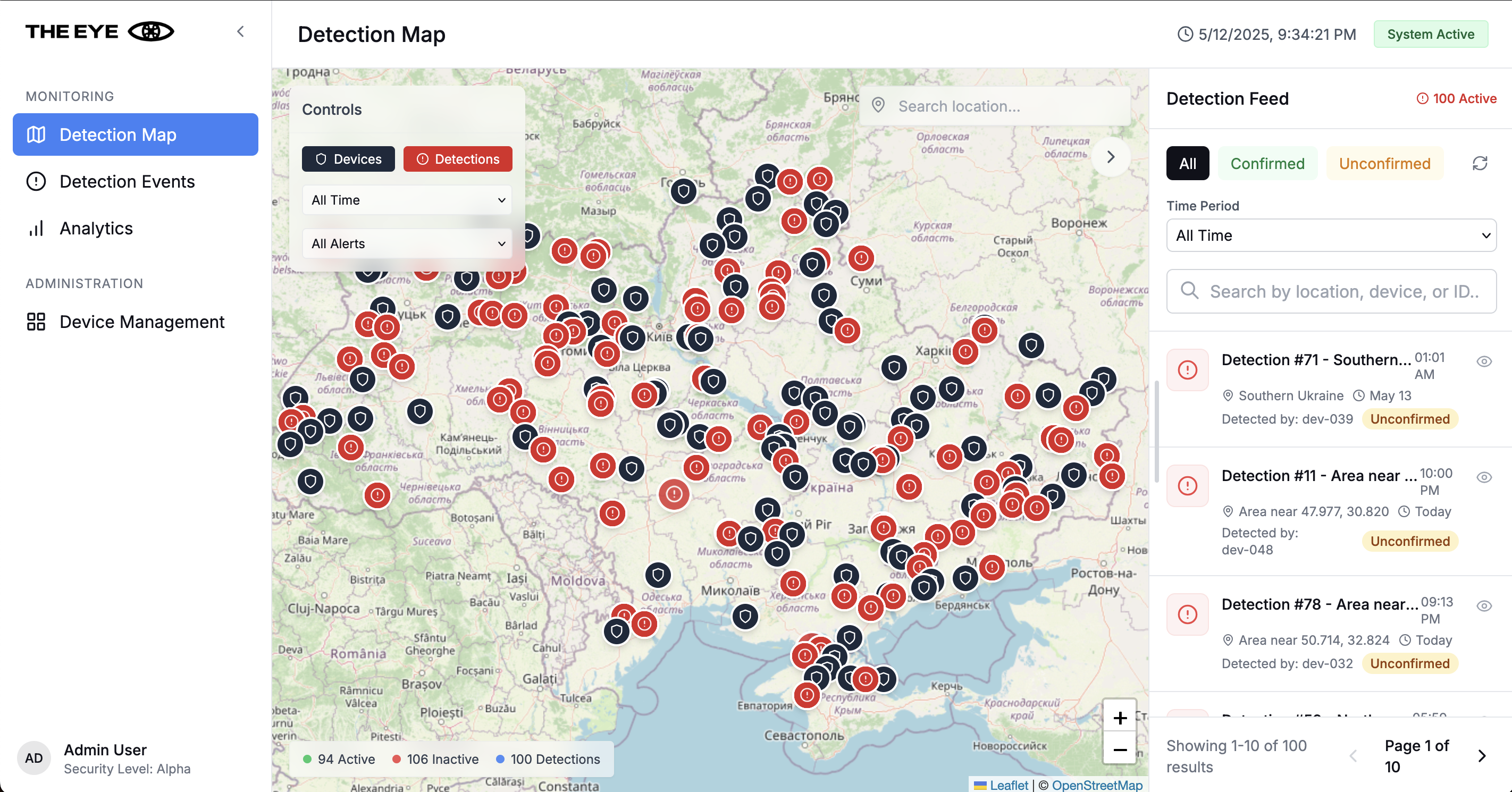 THE EYE Command Dashboard Interface